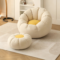 Fauteuil de sol Tenghang en forme de fleur, en tissu Teddy, pouf moelleux pour salon, chambre, balcon, tatami