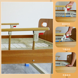Lit médical manuel Fanwang B-05, structure en alliage d'aluminium, matelas bleu, pour la maison et les établissements de soins - Product Image 3