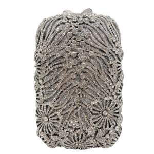 Exquisite Floral Evening Bag for Women Dazzling Rhinestones <b>Clutch</b> Purse Wedding Traveling Handbag Detachable Chain - Product Image 3