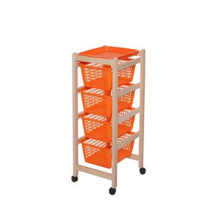 Chariot de rangement en bois de hêtre massif avec plateau amovible et paniers en plastique de qualité alimentaire - Pour l'entrée ou l'hôtellerie - Product Image 1