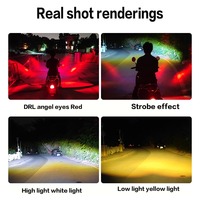 Projecteurs Moto Yeux d'Ange Rouges Phares LED Clignotants Mini Feux de Conduite Lampe de Travail Antibrouillard Ampoule DRL pour Voiture Camion SUV VTT