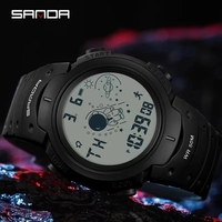 Montres de sport à quartz Sanda 2155, montres de mode pour hommes, étanches, en TPU, de marque supérieure, affichage numérique LED de l'heure, montre-bracelet pour hommes