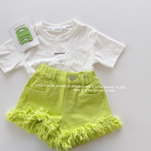 Shorts Estivi Coreani da Ragazza 2025 in Cotone a Vita Media con Chiusura a Bottoni, Stile Occidentale, con Nappe, Vestibilità Ampia, Sottili, da Indossare Sopra - Product Image 4