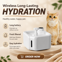 Fontaine à eau intelligente sans fil pour animaux de compagnie de 2,8 L, faible bruit, 3 modes de fonctionnement, distributeur d'eau à filtration automatique pour animaux de compagnie