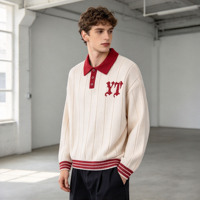 Pull jacquard décontracté pour homme avec logo personnalisé sur le devant, manches longues, tricot côtelé, ODM