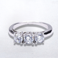 POLIVA 925 vente en gros d'argent Sterling CZ pierre anneaux de mariage trois pierres conception de mariage solide en argent Sterling bague en diamant