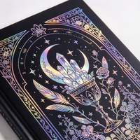Carnet à couverture rigide gothique noir holographique, journal personnalisé avec estampage à chaud pour cadeau