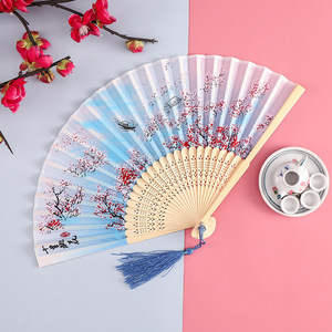 Abanico Plegable Pequeño Portátil de Verano para Niñas y Estudiantes, Estilo Hanfu Cheongsam Chino Antiguo, con Técnica de Impresión - Product Image 2
