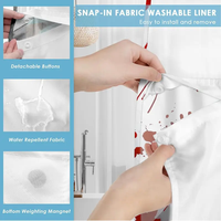 Rideau de douche Halloween en polyester sans crochets avec doublure à clipser, motif sang, imperméable et anti-moisissure pour fêtes et décoration intérieure