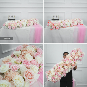 Arreglo floral personalizado para baby shower, camino de mesa de flores de seda artificial en rosa claro, centro de mesa para decoración de bodas y fiestas. - Product Image 3