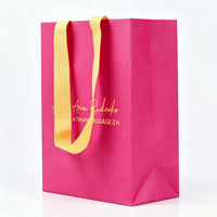 Sac en papier écologique personnalisé imprimé, pliable, avec poignée en ruban de luxe, pour boutique, mariage, emballage cadeau