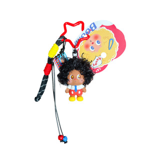 Llavero de peluche creativo al por mayor Afro <span class=keywords><strong>Starboy</strong></span>, lindo muñeco de pelo rizado, colgante para coche, bolso, mochila, accesorios de regalo - Product Image 1