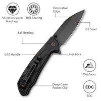 Couteau pliant industriel à lame en acier inoxydable AUS-8, manche G10, D2, pour la chasse et le camping, personnalisable, OEM pris en charge, pointe tombante