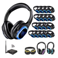 Headphone Silent Disco LED INDIA Factory Upgraded RF998B dengan Logo Custom 5 Saluran, Over Ear untuk Konferensi Senyap