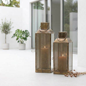 Manufacturers Mesh Style <b>Brass</b> Antique Metal Candle <b>Lanterns</b> for Home and Patio Decoration - Product Image 2