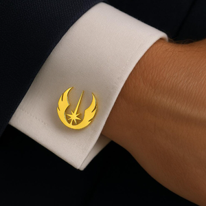 Stainless Steel <strong>Star</strong> <strong>Wars</strong> Jedi Cufflinks 18K Gold Plated Rebel Alliance Symbol Mens <strong>Shirt</strong> Studs Geek Gift - Product Image 1