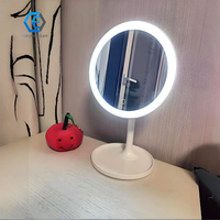 Miroir cosmétique LED rechargeable compact avec commande tactile, 3 modes, miroir de maquillage avec base de rangement amovible