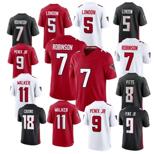 Vente en gros d'usine, broderie <span class=keywords><strong>Atlanta</strong></span> # 5 Londres # 7 Robinson # 9 Penix Jr # <span class=keywords><strong>Maillot</strong></span> de football américain 11 Walker - Product Image 1