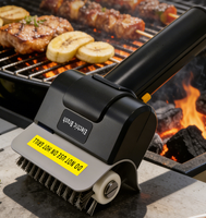 Brosse de nettoyage électrique pour barbecue avec manche en plastique, rechargeable, en acier inoxydable, pour barbecue extérieur - Stock usine
