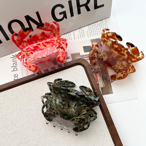 Nouvelles grandes pinces à cheveux en acétate HONEY Sea Beach, accessoires pour cheveux, grandes pinces à cheveux blanches et rouges en forme de crabes, animaux marins, requins - Product Image 4