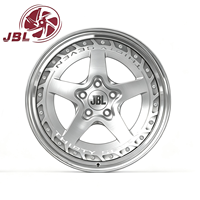 Jantes forgées deux pièces 18-26 pouces, argent brossé, 5 branches, rebord gravé riveté, en alliage d'aluminium pour tuning de berlines et coupes sportives rétro
