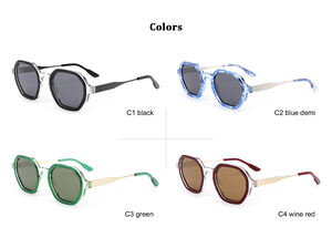 แว่นกันแดดกรอบกว้างทรงสี่เหลี่ยมผืนผ้าสุดอินเทรนด์สุดหรูสำหรับงานปาร์ตี้ UV400มีสีฟ้าสีทองสีแดงพร้อมส่ง - Product Image 4