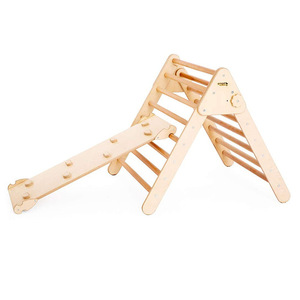 Wooden Climbing <b>Frame</b> For Toddlers Indoor <b>Play</b> Structure Natural Wood Color Geometric Shape Unisex Toy - Product Image 3