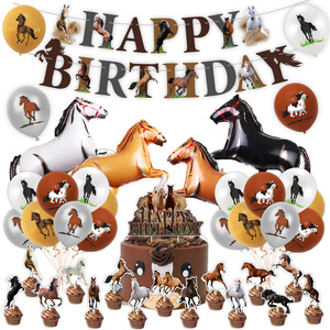 Kit <span class=keywords><strong>de</strong></span> Decoración para Fiesta Temática <span class=keywords><strong>de</strong></span> Caballos: Pancarta <span class=keywords><strong>de</strong></span> Caballo Mustang, Adornos para Pastel, Globos <span class=keywords><strong>de</strong></span> Látex, Vaquero y Pony para Cumpleaños - Product Image 1