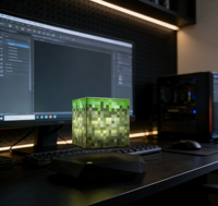 Lampe LED à lévitation magnétique en forme de cube de minerai, veilleuse rotative automatique, cadeau gadget cool pour adolescents et passionnés de jeux