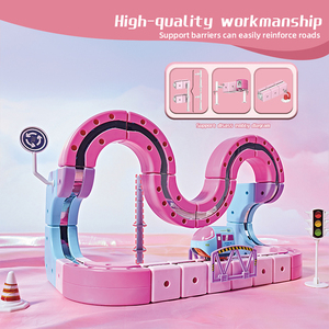 Set di Giocattoli per Bambine, Pista da Corsa Magnetica Rosa Flessibile 3D, Blocchi di Costruzione Assemblabili Fai-da-Te - Product Image 5