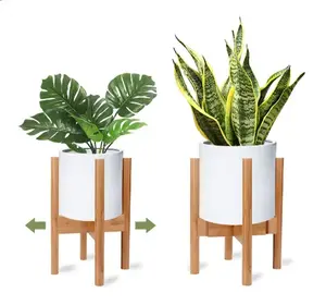 लकड़ी संयंत्र स्टैंड आउटडोर समायोज्य आधुनिक इनडोर फूल कमरे में रहने वाले पॉट धारक के लिए खड़े हो जाओ