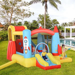 Outsunny 4-in-1 Large Outdoor Inflatable <b>Castle</b> Dual <b>Slides</b> Climbing Wall Trampoline Water Pool 120kg/264lbs Capacity 3-8 - Product Image 2