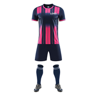 Kustom desain Anda sendiri poliester hitam merah garis Logo Bintang versi Palyer seragam sepak bola Jersey sepak bola lengan pendek untuk pria