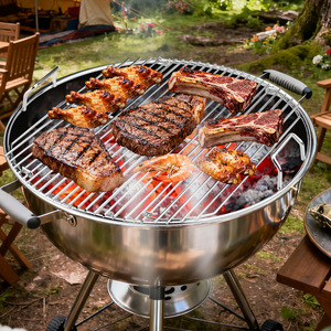 <span class=keywords><strong>Grille</strong></span> de remplacement pour barbecue de 22 pouces avec <span class=keywords><strong>grille</strong></span> de cuisson <span class=keywords><strong>ronde</strong></span> réglable de 17 pouces pour barbecue au charbon de bois - Product Image 2