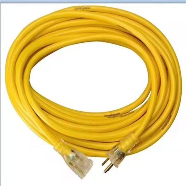 North American ETL 3 Pin Heavy Duty Extension Cord 25 ft Extension Cord with Lighted End Black for Outdoor Camp Festival Use