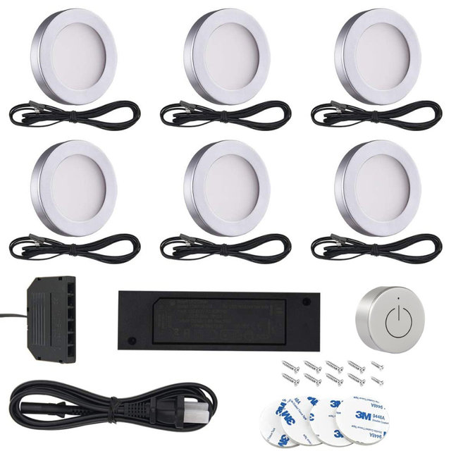 Factory 12V LED Puck Light 6 Pack With Remote Control Kitchen Furniture Closet Lamp LED Under Cabinet Lighting