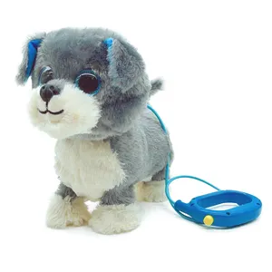 遥控电子毛绒狗玩具皮带走路和吠叫宠物儿童蓝色小狗女孩玩具