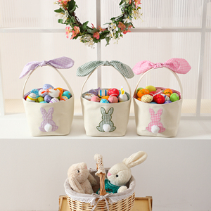 Personalized Gingham <strong>Easter</strong> Basket with Name Empty Custom Monogram Bunny <strong>Easter</strong> <strong>Bag</strong> - Product Image 3