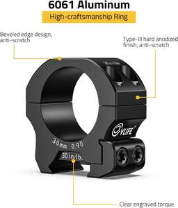 Anneaux de montage de précision CVLIFE pour lunette de visée - Diamètre du tube de 30 mm, hauteur centrale de 0,9'' pour base de 21 mm - 2 pièces, accessoires de chasse - Product Image 2