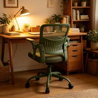 Chaise de bureau Henglin à dossier mi-haut en maille, hauteur réglable, siège en tissu respirant, accoudoirs fixes, base conique en nylon 50 mm, pour bureau à domicile