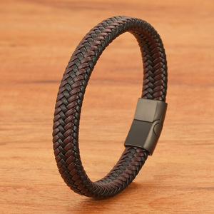Classic Braided PU Leather <b>Bracelet</b> <b>Red</b> Black Magnetic <b>Bracelet</b> Health Clasp Unisex Gift Jewelry - Product Image 2