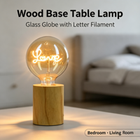 Lampe de table décorative contemporaine simple en gros avec base en bois E26 pour cadeau et ornement de fête