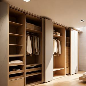 Armario Moderno para Dormitorio Residencial en México, con Marco de Madera, Puerta Corredera y Almacenamiento Multizona - Product Image 4