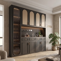 Armoire de chambre principale amovible en bois massif avec plateau en marbre flottant beige mat, multi-tiroirs, pour rangement décoratif et articles divers