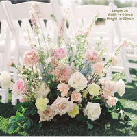 Décoration de mariage, prix d'usine, panneau floral de 60 cm, tons pastel, haute qualité, rangée de fleurs personnalisée, fleurs séchées pour allée de mariage