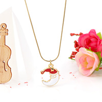 Colección Romántica de Navidad: Collar de Acero Inoxidable con Colgante de Frutas, Papá Noel, Mariposa y Bastón de Navidad