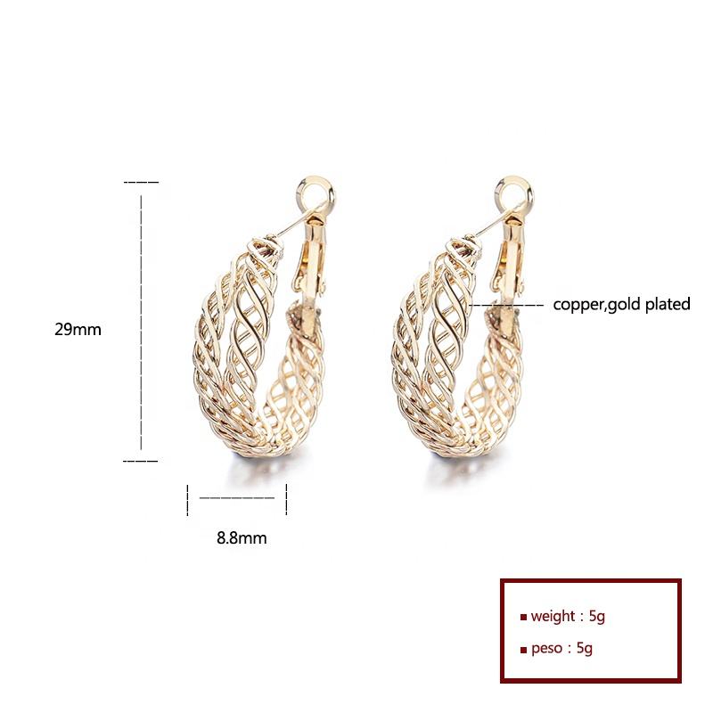 Hengdian Hoop Stud Earrings for Women Exquisite 18K Gold-Plated Zircon  Hollow Hanging Earrings Wholesale Fashion Jewelry