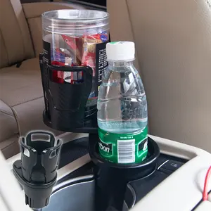 자동차 용품 카본 그레인 블랙 ABS 소재 다기능 컵 홀더 확장기, 회전식 플라스틱 자동차 컵 홀더