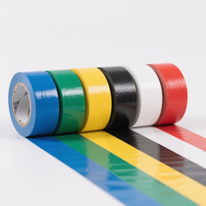 Cinta de marcado de suelo de película de PVC PET de rayas reciclables de alta viscosidad Color personalizado Impermeable Advertencia DE SEGURIDAD Precaución Base acrílica - Product Image 1