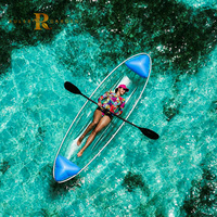 Canoë-kayak portable en polycarbonate transparent à fond de verre avec stabilisateur, anti-collision, pour la sécurité en mer, 100 % transparent, du fabricant Beach